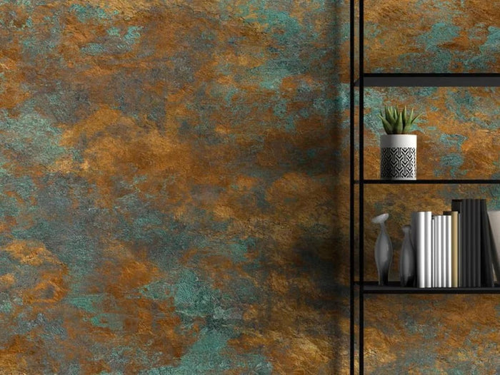 Rusty Copper Effect Wallpaper: Self-Adhesive Green Deco Art Mural
