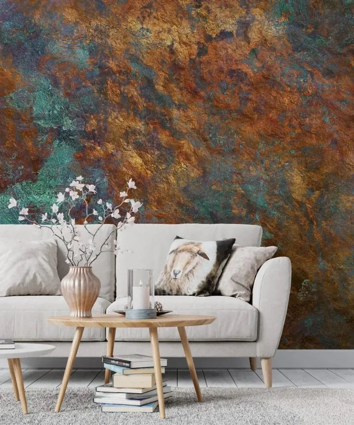 Rusty Copper Tones Wallpaper: Green and Copper Wall Mural