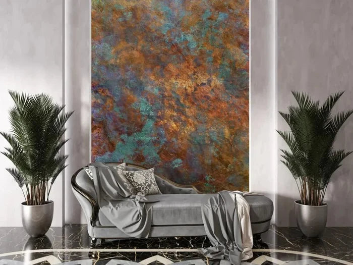 Rusty Copper Tones Wallpaper: Green and Copper Wall Mural