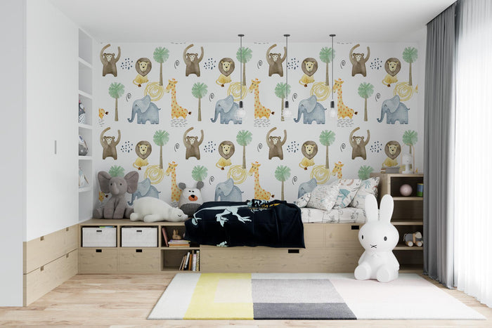 Safari Nursery Wallpaper: Jungle Animals, Removable Wallpaper
