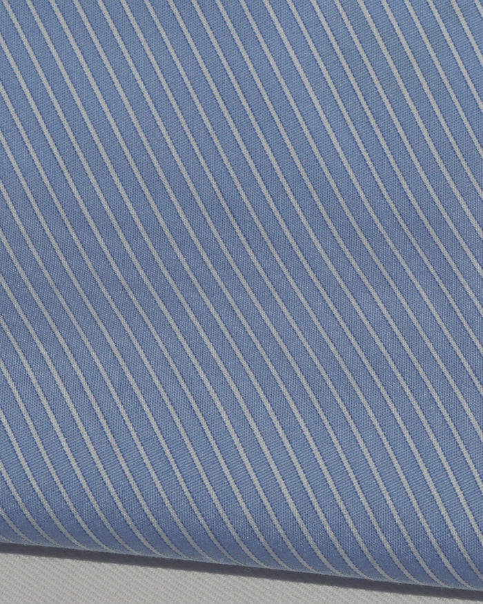 Sic-Tess White Blue Pencil-Stripes With Silk