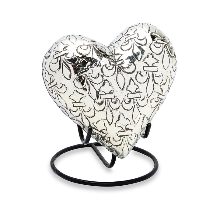 Silver Fleur De Lis Brass Heart Keepsake — ISU-RJ-0087