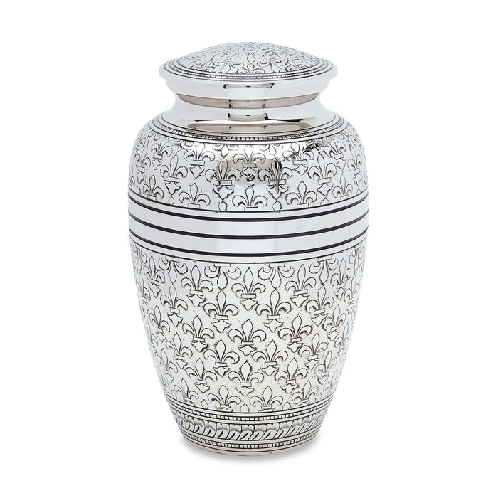 Silver Fleur De Lis Brass Urn — ISU-RJ-0086
