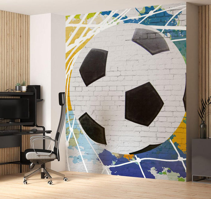 Soccer Ball Graffiti Wallpaper: Boy's Room Wall Mural