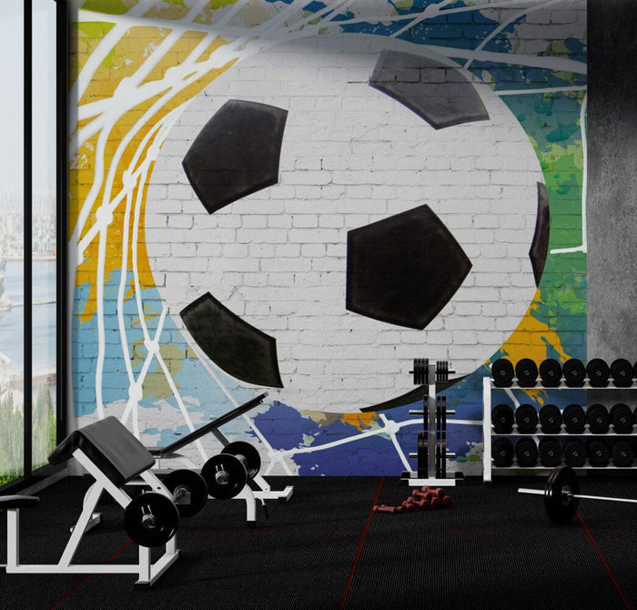 Soccer Ball Graffiti Wallpaper: Boy's Room Wall Mural