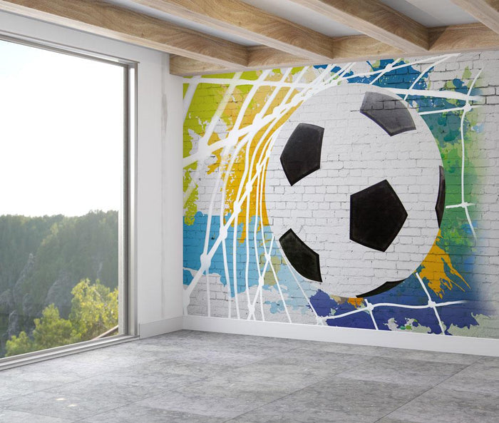 Soccer Ball Graffiti Wallpaper: Boy's Room Wall Mural