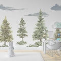 Soft Tones Trees Wallpaper: Bohemian Valley View Wallpaper