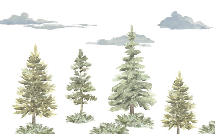 Soft Tones Trees Wallpaper: Bohemian Valley View Wallpaper