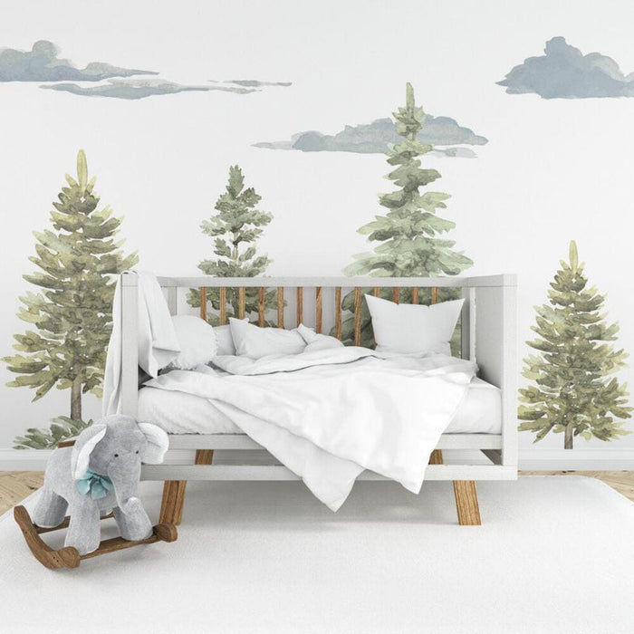 Soft Tones Trees Wallpaper: Bohemian Valley View Wallpaper