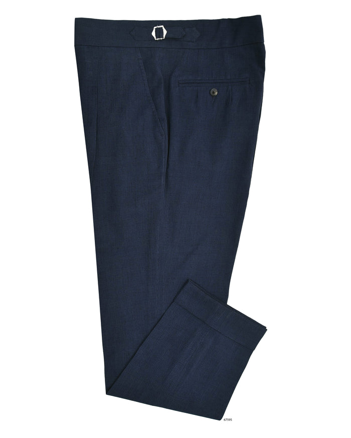 Sondrio: Linen Silk Houndstooth Blue