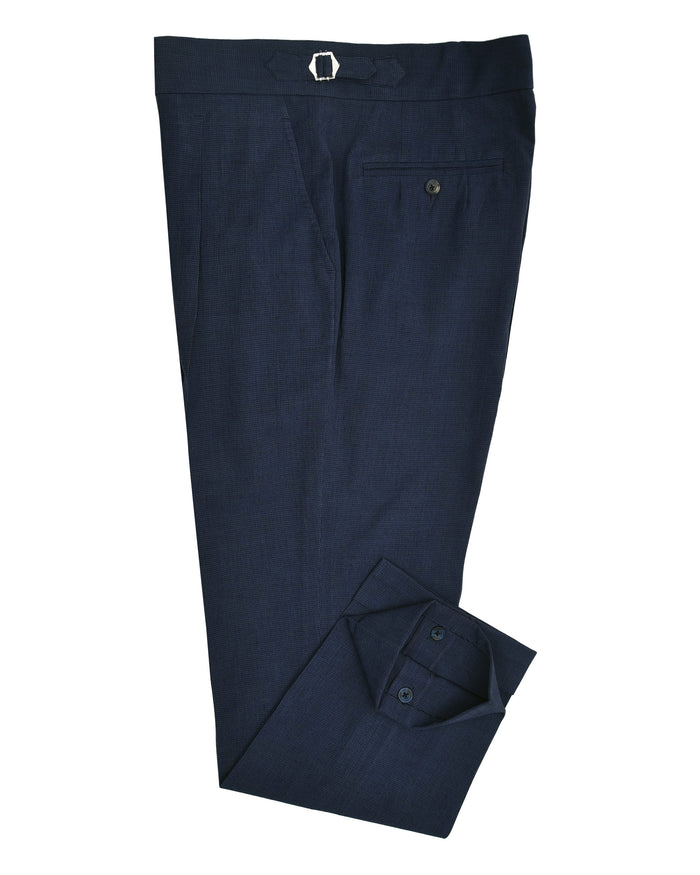 Sondrio: Linen Silk Houndstooth Blue