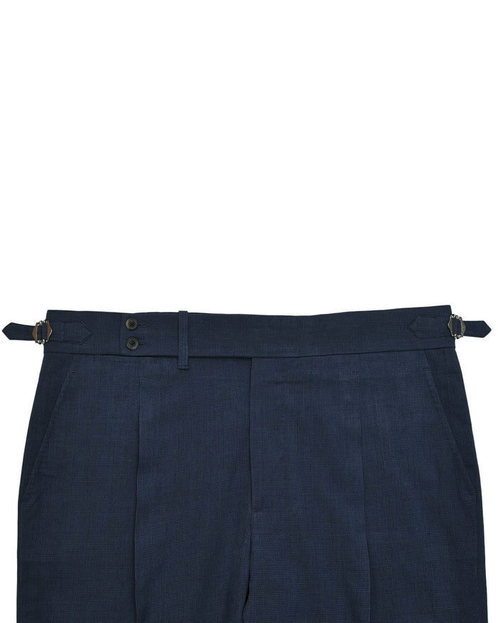 Sondrio: Linen Silk Houndstooth Blue