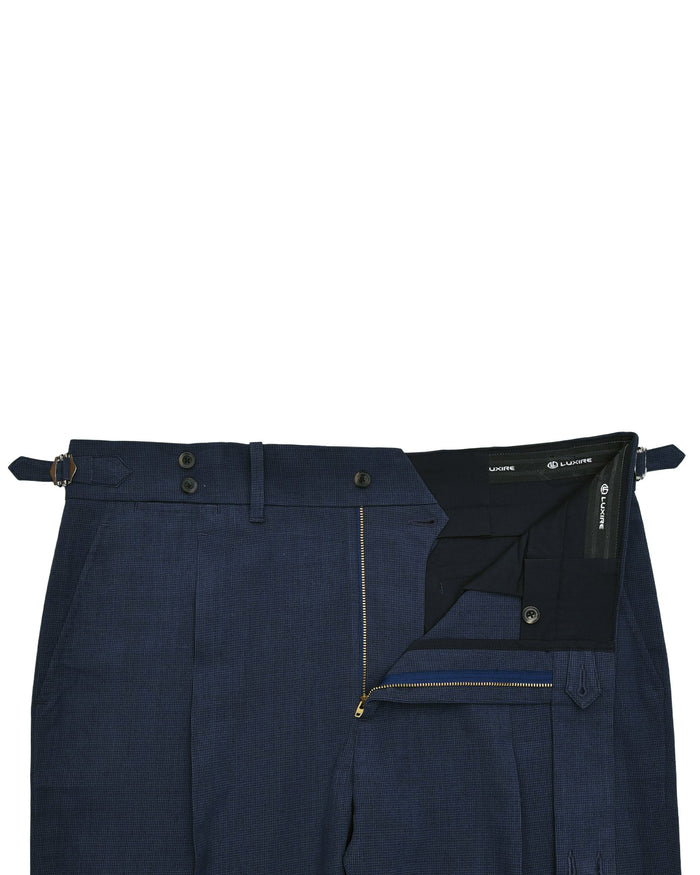 Sondrio: Linen Silk Houndstooth Blue