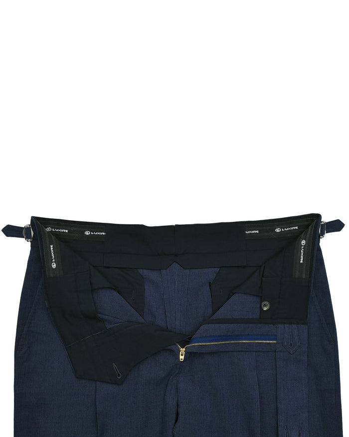 Sondrio: Linen Silk Houndstooth Blue