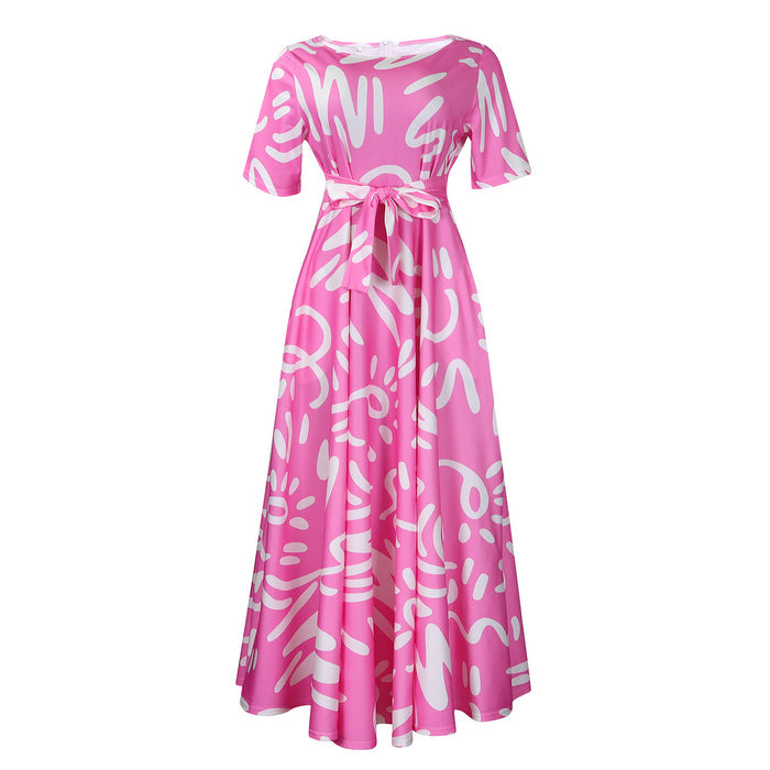 Summer New Fashion Women's Clothing Lace Printing Plus Size Dress