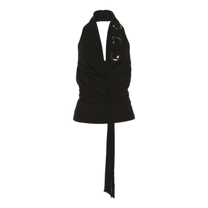 Summer New Women's Clothing Solid Color Street Fashion Halter Vest