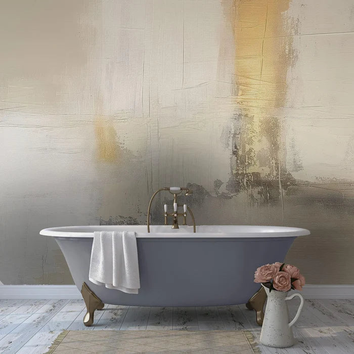 Textured Concrete Look Wallpaper: Gray & Beige Venetian Plaster