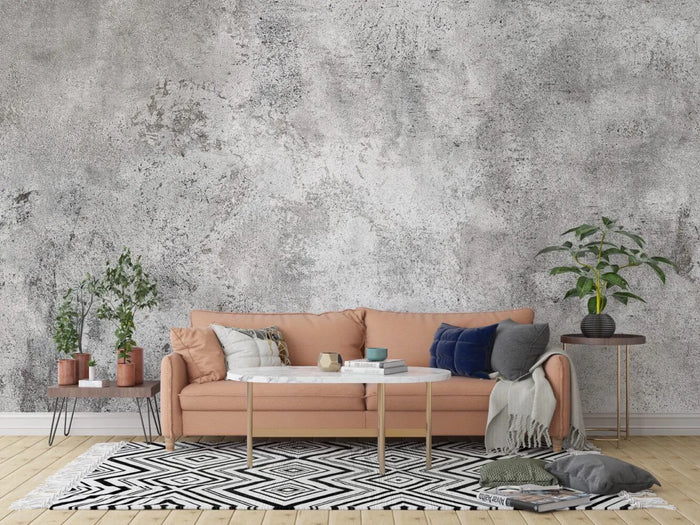 Textured Concrete Wallpaper: Modern Gray Wall Mural, Peel and Stick Option
