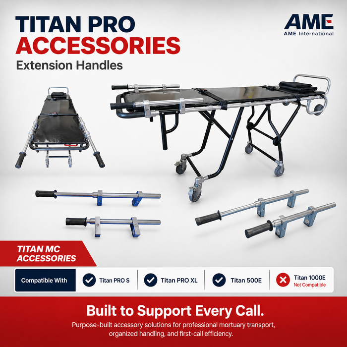 TITAN mortuary cot extension handles, pair, universal first call stretcher handle extension