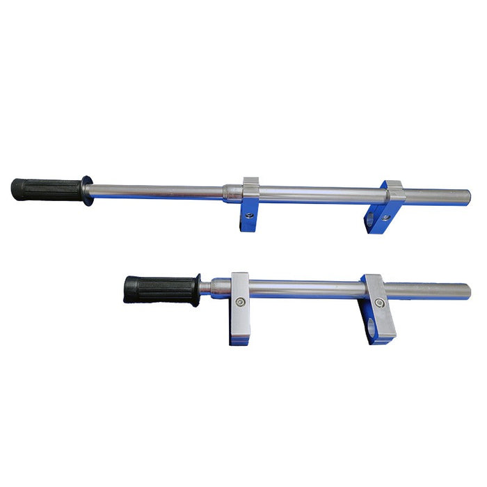 TITAN mortuary cot extension handles rubber handgrip detail, tool-free first-call cot accessory