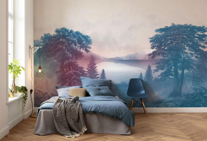 Trees by the Sea Wallpaper: Scenic Seascape Wall Mural