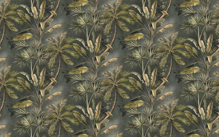 Tropical Palm & Banana Leaf Wallpaper Mural - Peel and Stick Green Wallpaper