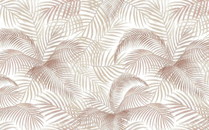 Tropical Palm Leaves Wallpaper: Beige Abstract Self Adhesive Wall Decal