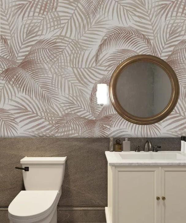 Tropical Palm Leaves Wallpaper: Beige Abstract Self Adhesive Wall Decal