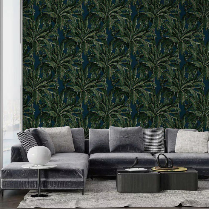Tropical Palm Leaves Wallpaper: Modern Green Mural (Peel and Stick)