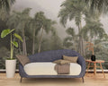 Tropical Rainforest Coconut Tree Wallpaper Mural: Handpainted Wall Decor