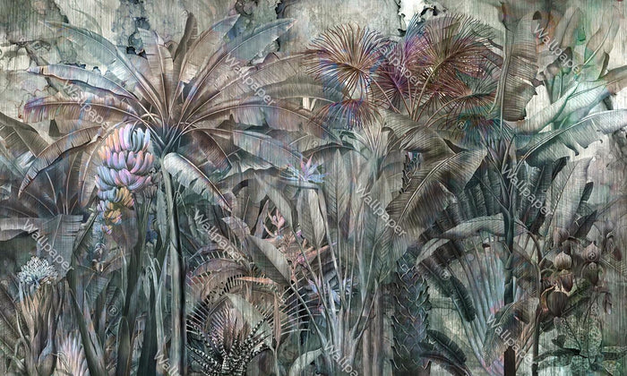 Tropical Rainforest Wallpaper: Dark Banana Trees Landscape