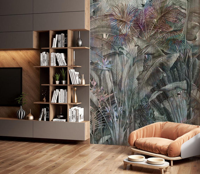Tropical Rainforest Wallpaper: Dark Banana Trees Landscape