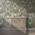 Tulip Botanical Wallpaper: White Flowers on Dark Background, Peel and Stick