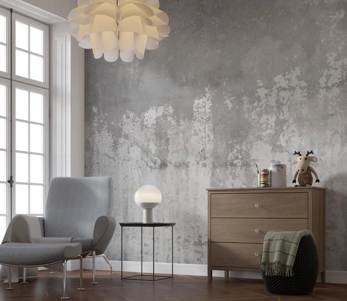 Tumbled Concrete Look Wallpaper: Gray Room Decor Mural