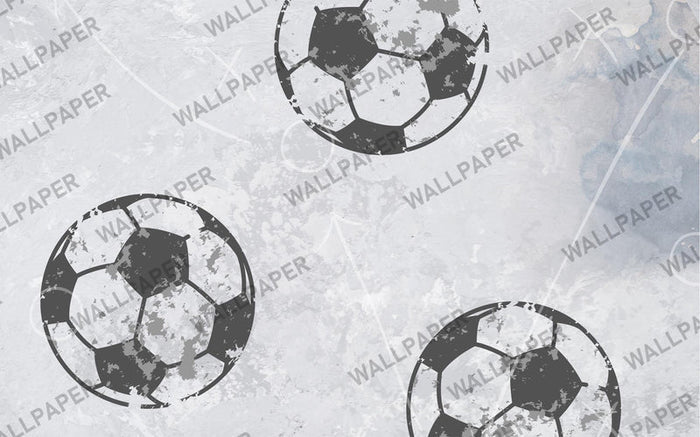 Tumbled Soccer Ball Wallpaper: Boy's Room Decor, Black & White