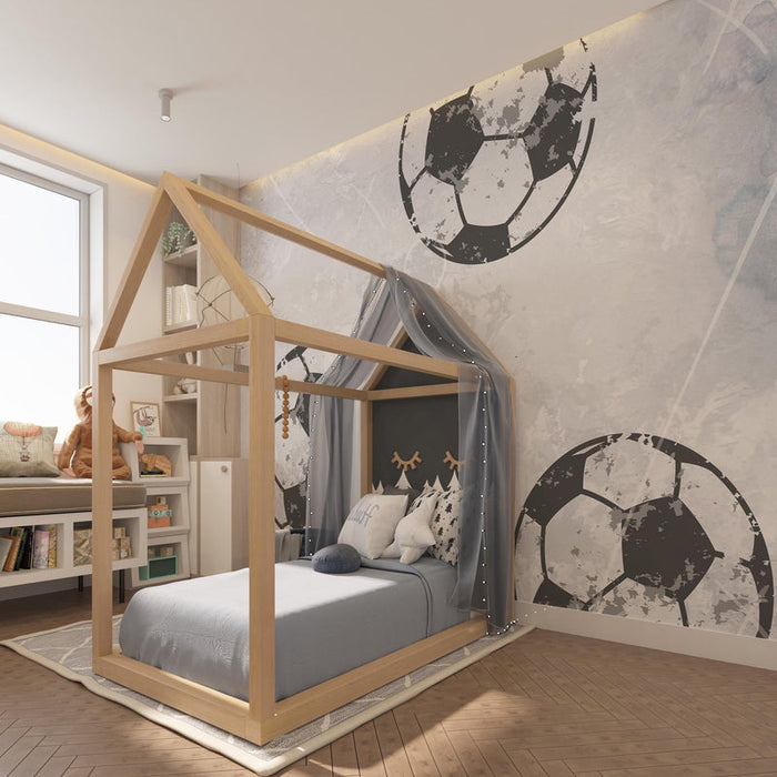 Tumbled Soccer Ball Wallpaper: Boy's Room Decor, Black & White