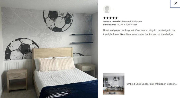 Tumbled Soccer Ball Wallpaper: Boy's Room Decor, Black & White