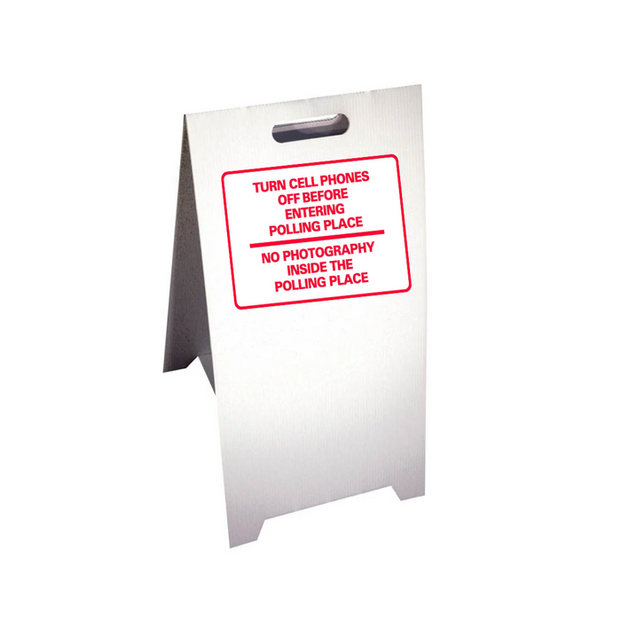 TURN CELL PHONES OFF BEFORE ENTERING ETC. Corrugated A-Frame Sign - Multi (SG-218G)