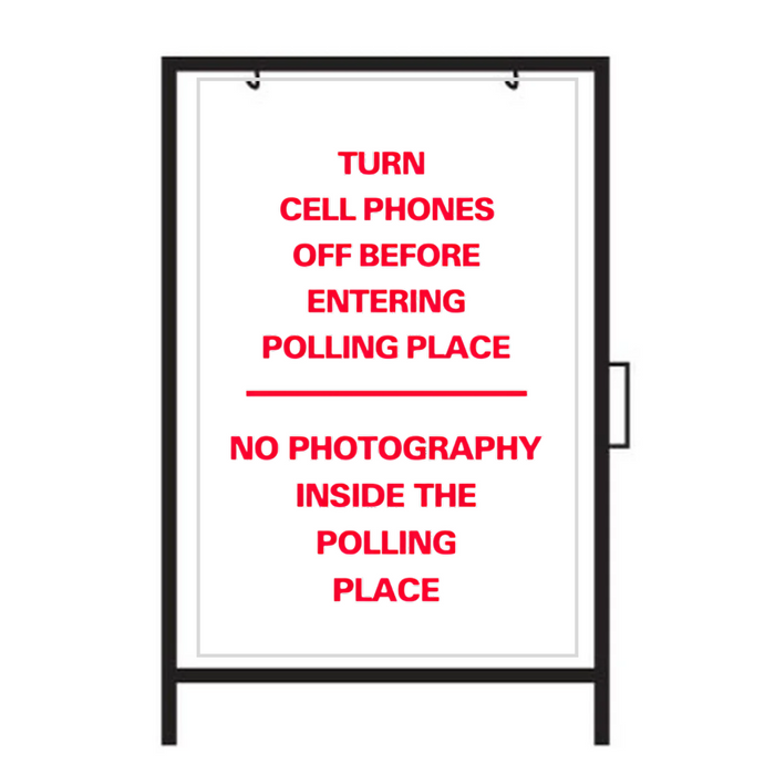 TURN CELL PHONES OFF BEFORE ENTERING ETC. Metal A-Frame Sign (SG-218A)