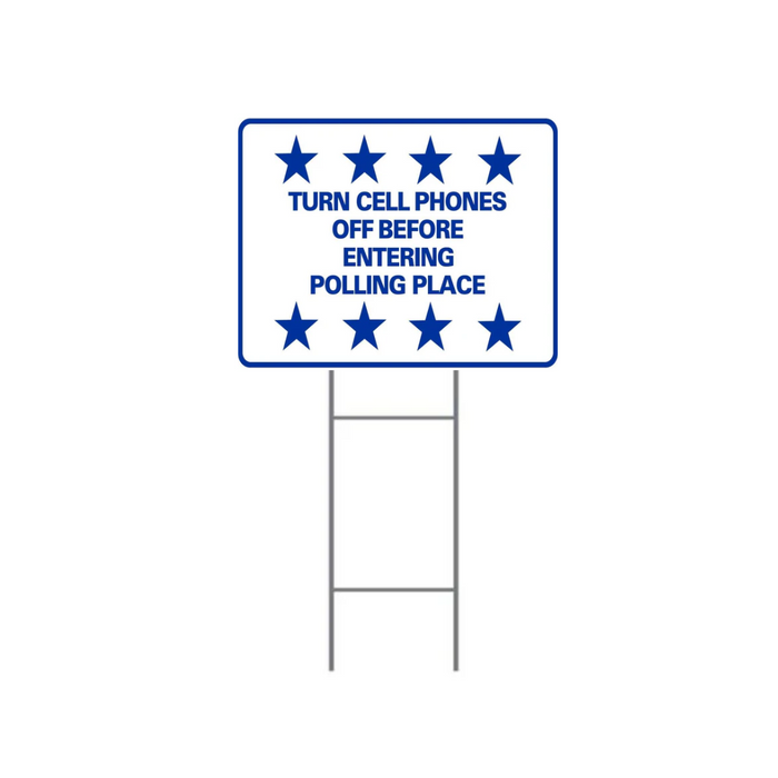 TURN CELL PHONES OFF BEFORE ENTERING POLLING PLACE DOUBLE-SIDED H-Stake Sign (SG-217D2)