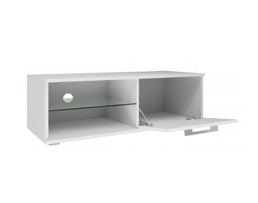 TV STAND SANDY 100CM WHITE/WHITE GLOSSMATERIAL:Fronts - 17 mm thick MDF board, varnished to a high gloss.Body - 16mm thick laminated chipboard.DIMENSIONS:Depth: 40 cmWidth: 100 cmHeight: 36 cmThe highest quality varnish used for the finish is resistant to