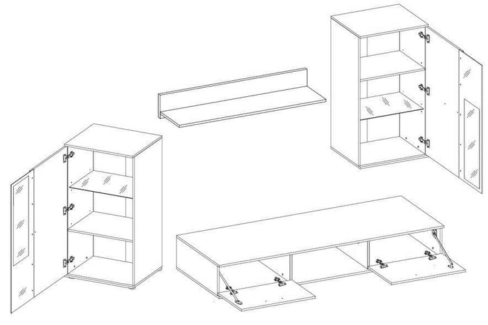 TV WALL UNIT SALSA WHITE / ARTISAN OAK - Anna Furniture