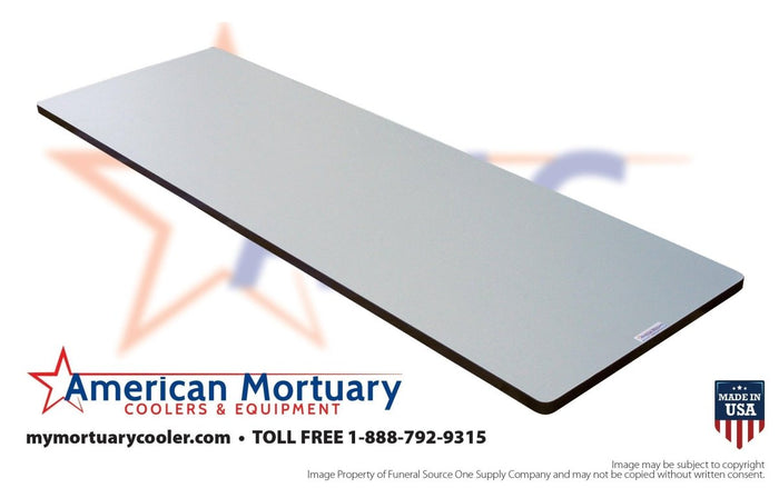 Ultra-Tough Laminated Mortuary Body Boards | Rubber Edge Model 2000-LBB-1 | Lift & Rack Compatible Cadaver Boards | American Mortuary Coolers