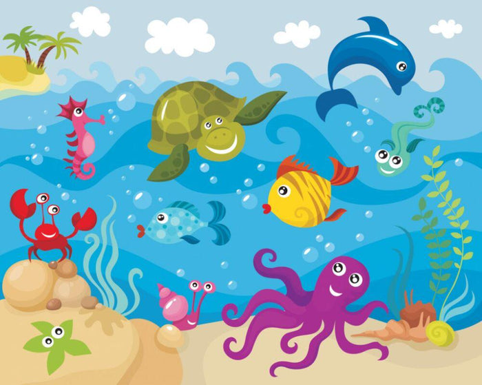Underwater Kids Wallpaper: 3D Aquarium Fish Nursery Wallpaper