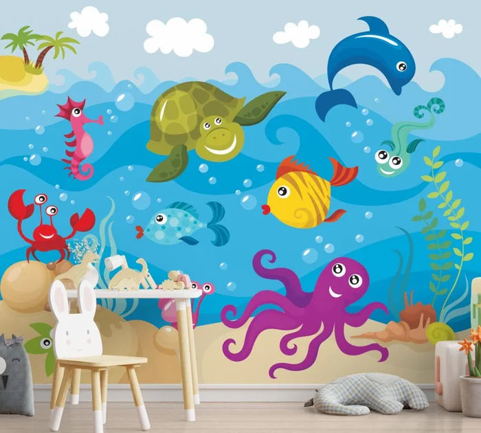 Underwater Kids Wallpaper: 3D Aquarium Fish Nursery Wallpaper