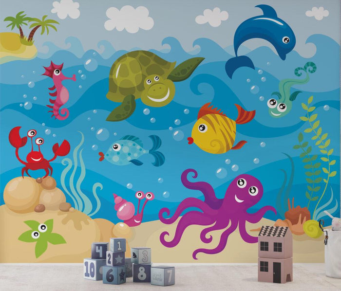 Underwater Kids Wallpaper: 3D Aquarium Fish Nursery Wallpaper