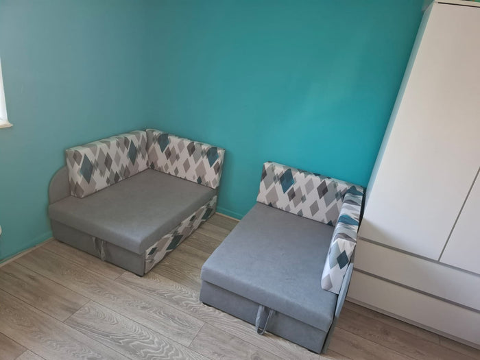 UNIVERSAL CORNER SOFA BED KUBUS CUBE GREY/DIAMONDS Children room - Anna Furniture