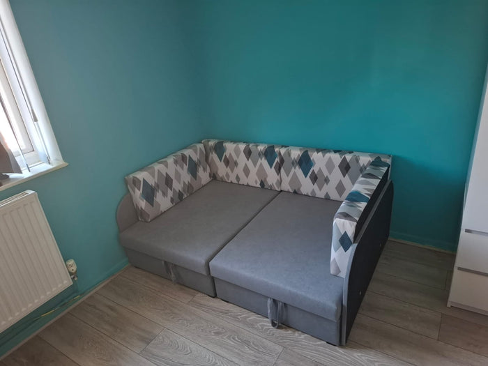 UNIVERSAL CORNER SOFA BED KUBUS CUBE GREY/DIAMONDS Children room - Anna Furniture