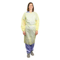 Universal use yellow isolation gown, fluid-resistant mortuary PPE | American Mortuary Coolers