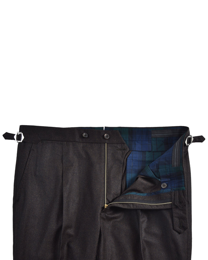 VBC 100% Wool: Dark Chocolate Brown Flannel Dress Pant